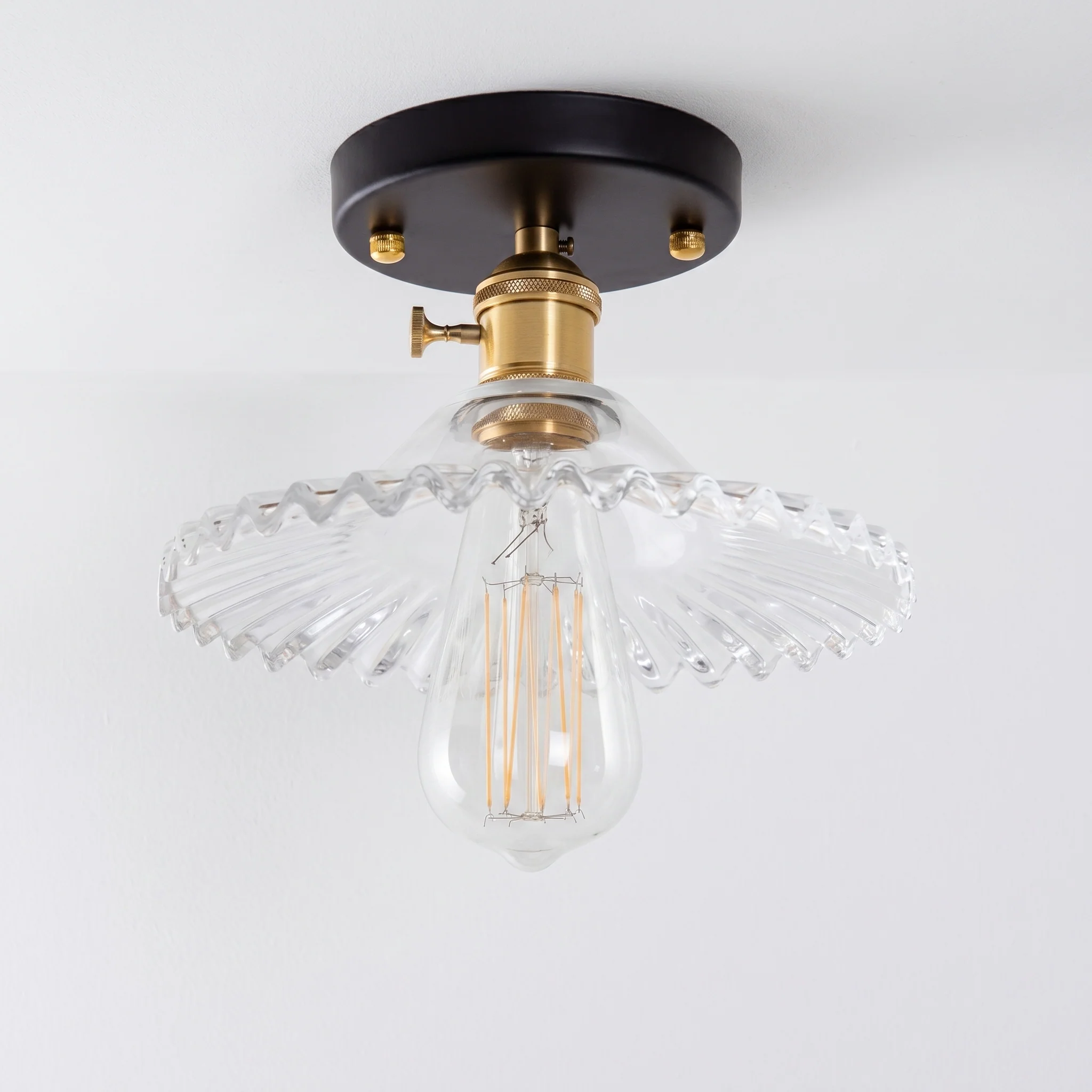 Luminária Plafon Clássica Minimalista Metal Vidro Sodo