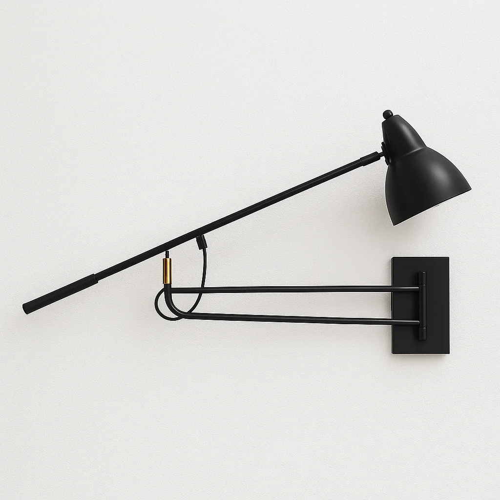 Luminária Arandela Articulada Moderna Minimalista Metal Preto Mench