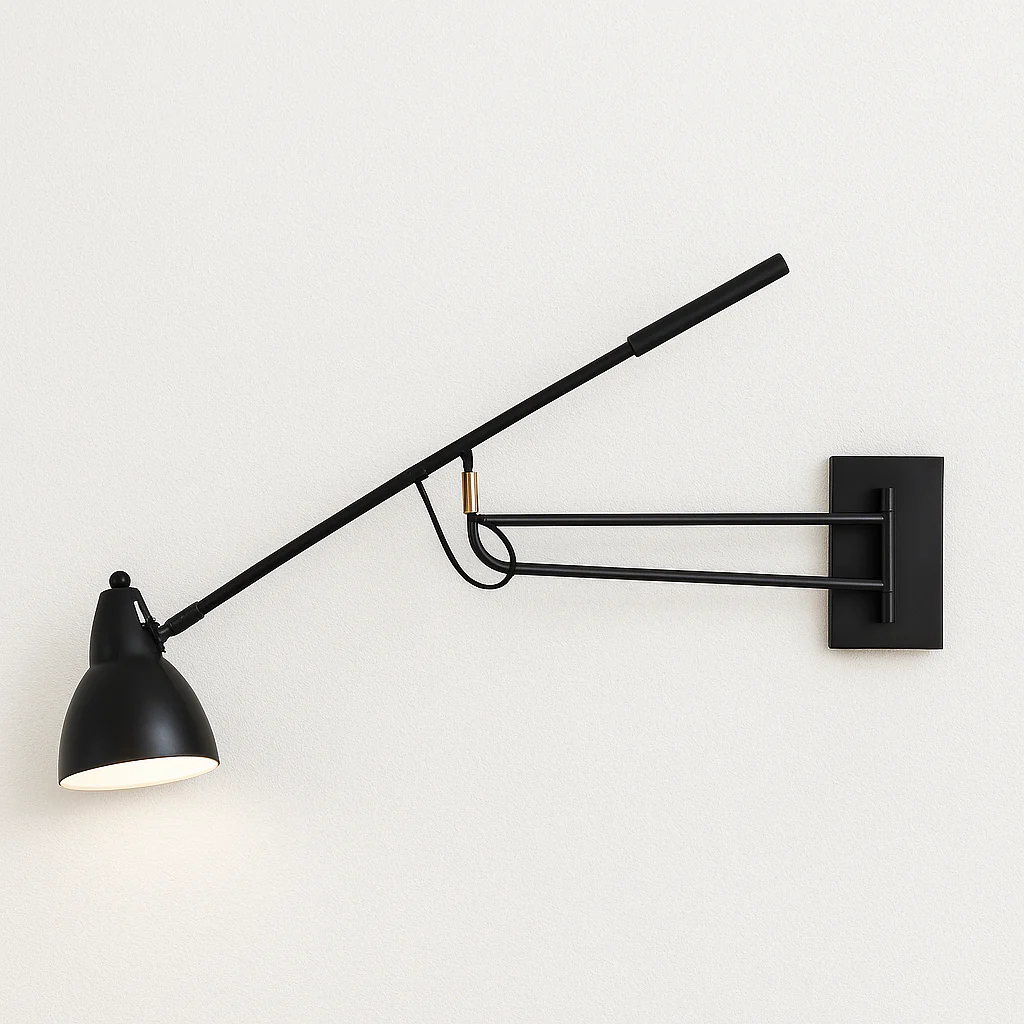 Luminária Arandela Articulada Moderna Minimalista Metal Preto Mench - Image 2