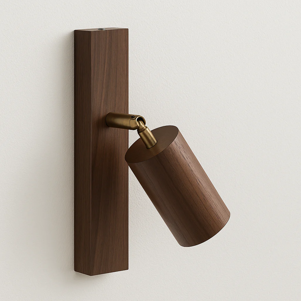 Luminária Arandela Articulada Moderna Minimalista Madeira Nogueira Metal Maja