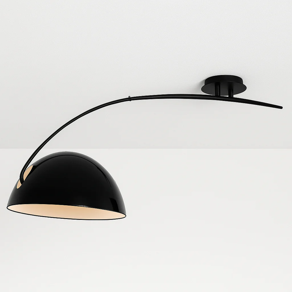 Luminária de Teto Plafon Sobrepor Orgânico Moderno Minimalista Metal Globo Preto Detail