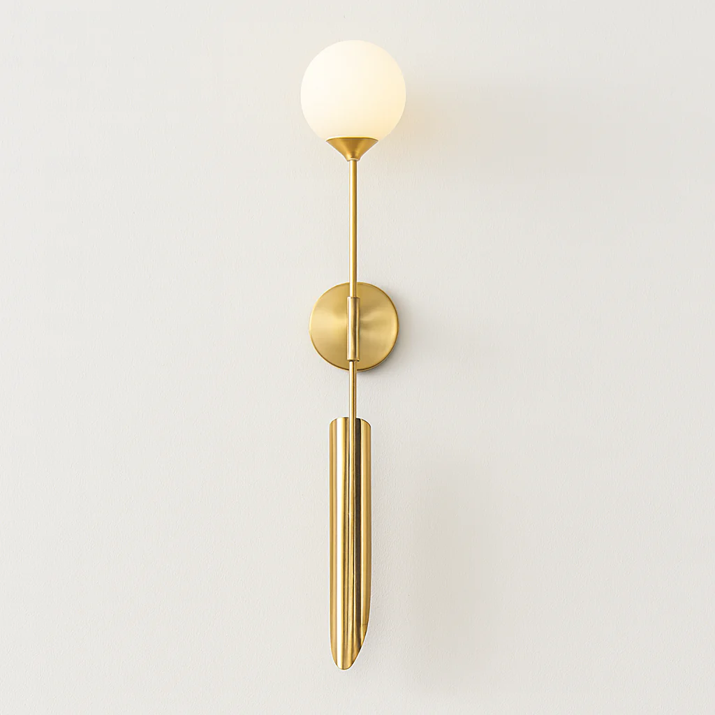 Luminária Arandela Moderna Minimalista Vidro Metal Globo Dourado Fusion