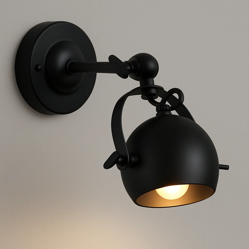 Luminária Arandela Articulada Industrial Retrô Vintage Metal Preto Magnus
