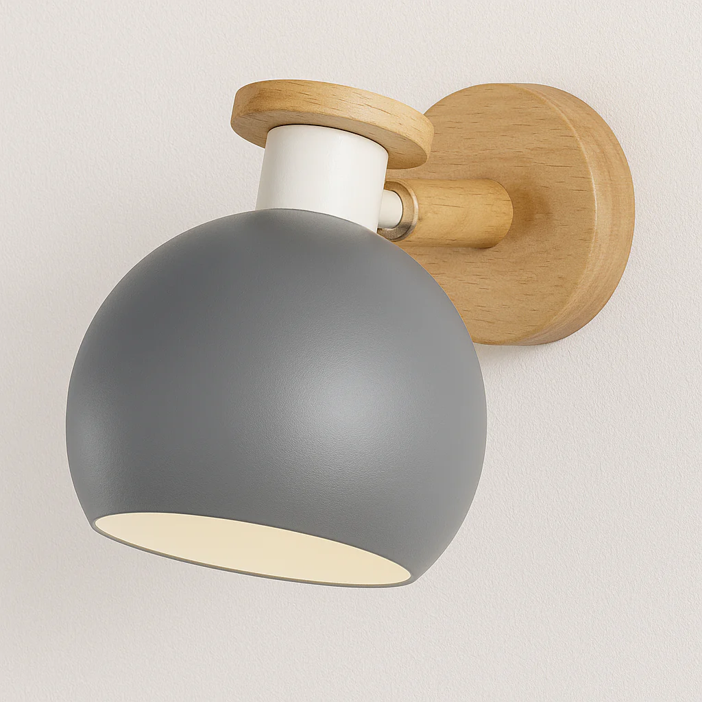 Luminária Arandela Direcionável Moderna Minimalista Madeira Metal Kitten