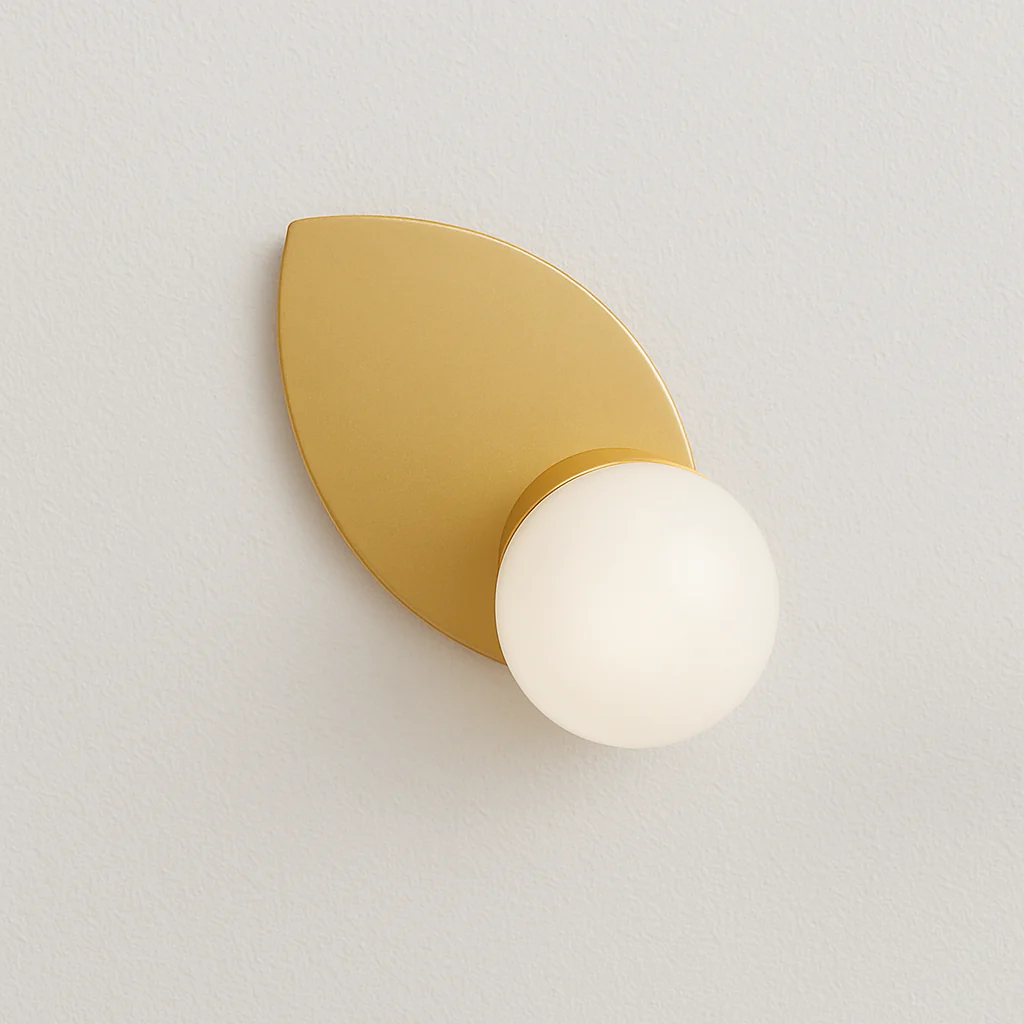 Luminária Arandela Moderna Minimalista Vidro Metal Globo Leaf