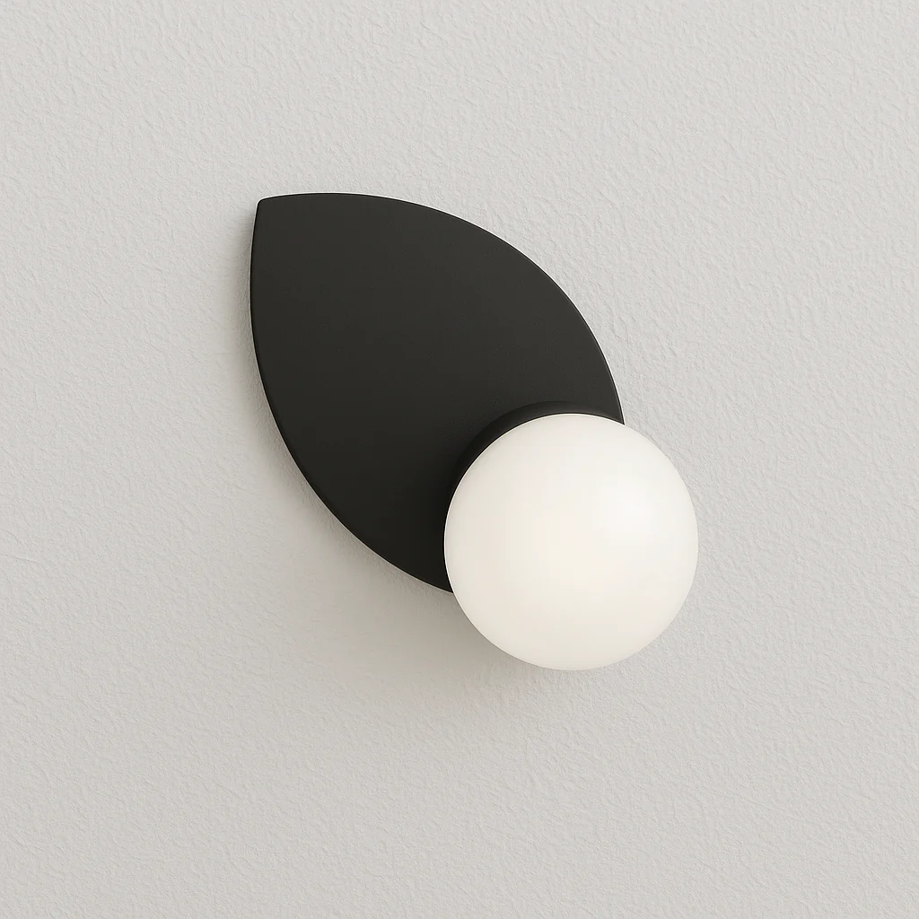 Luminária Arandela Moderna Minimalista Vidro Metal Globo Leaf - Image 2
