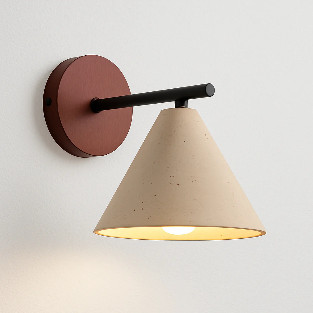Luminária Arandela Moderna Minimalista Madeira Mármore Travertino Kora