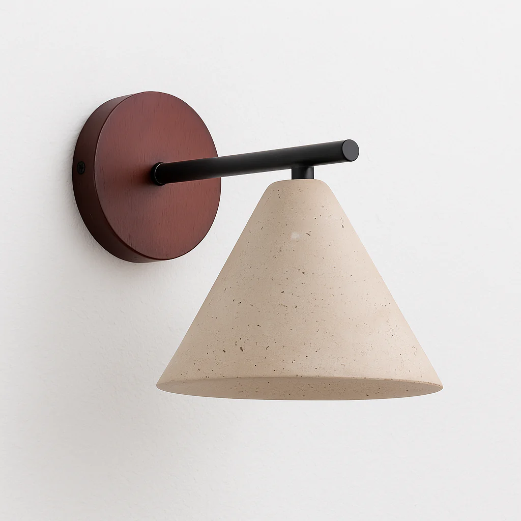 Luminária Arandela Moderna Minimalista Madeira Mármore Travertino Kora - Image 2