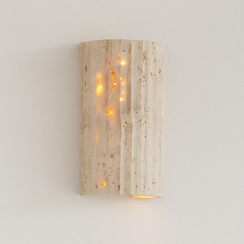 Luminária Arandela Rústica Moderna Mármore Travertino LED Magari