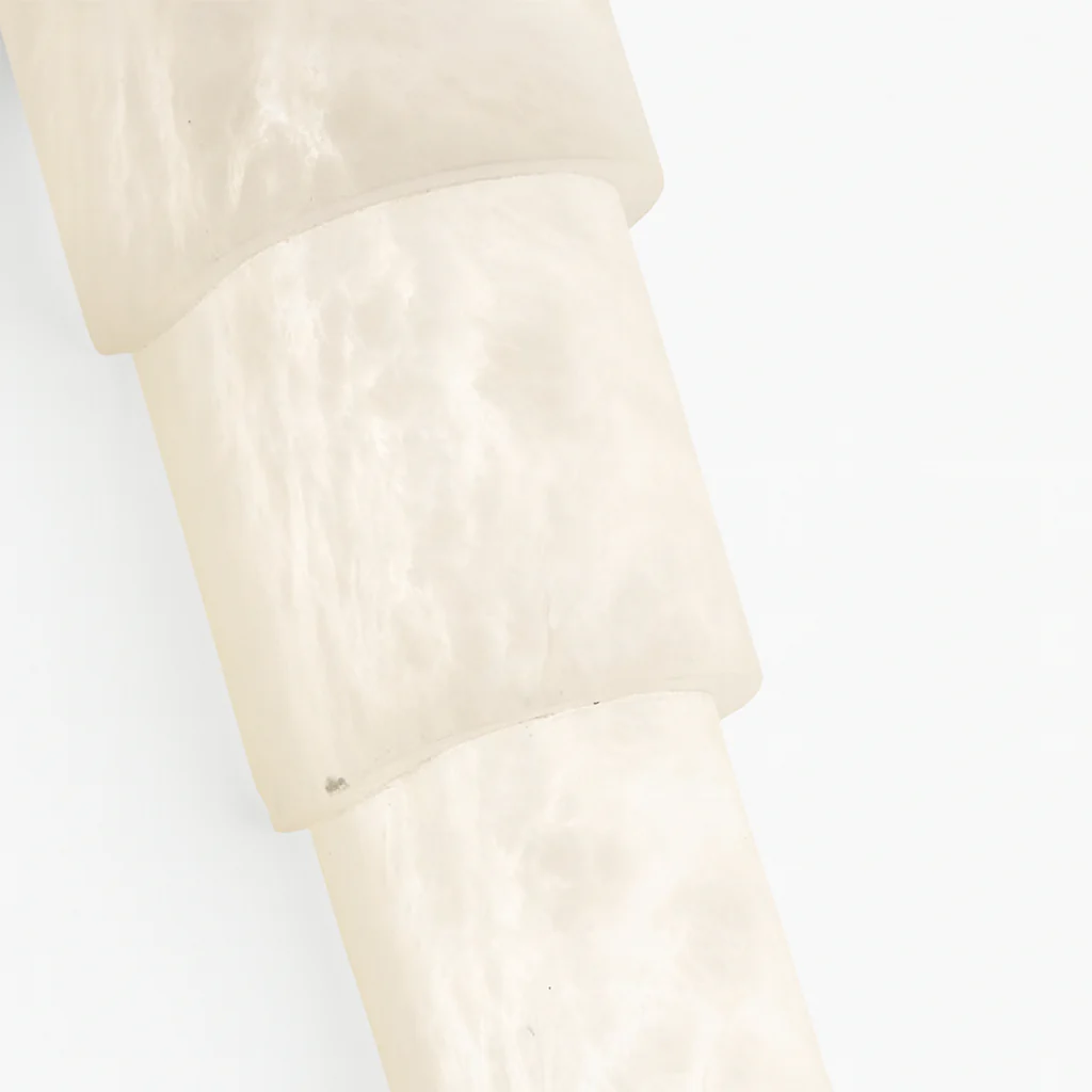 Luminária Arandela Moderna Minimalista Mármore Metal Linear Off-white LED Faurei - Image 2