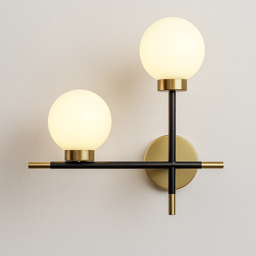 Luminária Arandela Moderna Minimalista Vidro Metal Globos Luxer