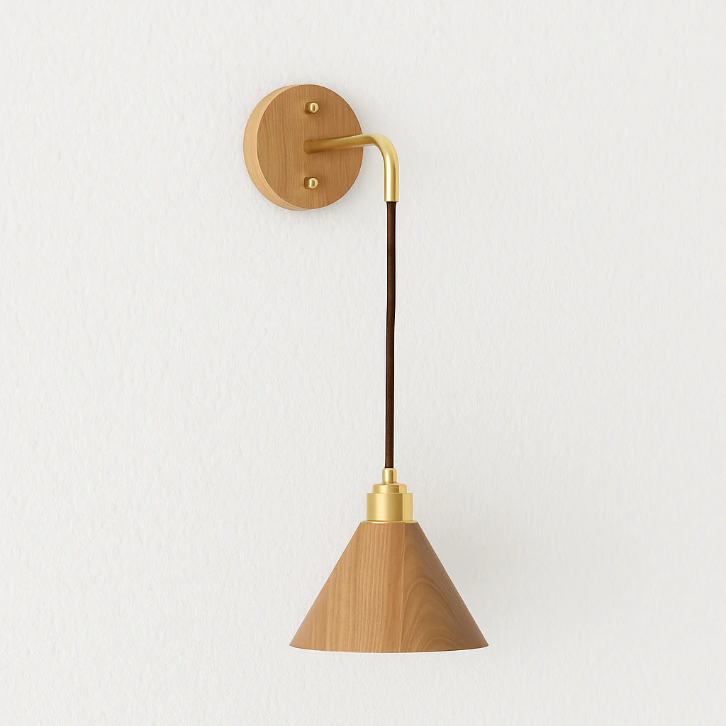 Luminária Arandela Moderna Minimalista Madeira Metal Valari