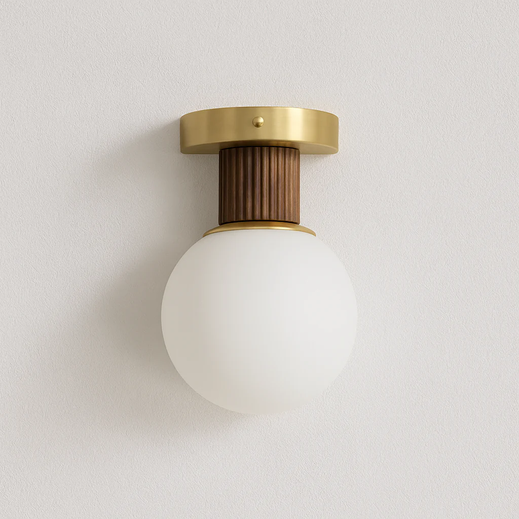 Luminária Arandela Moderna Minimalista Madeira Metal Globo Vizzan