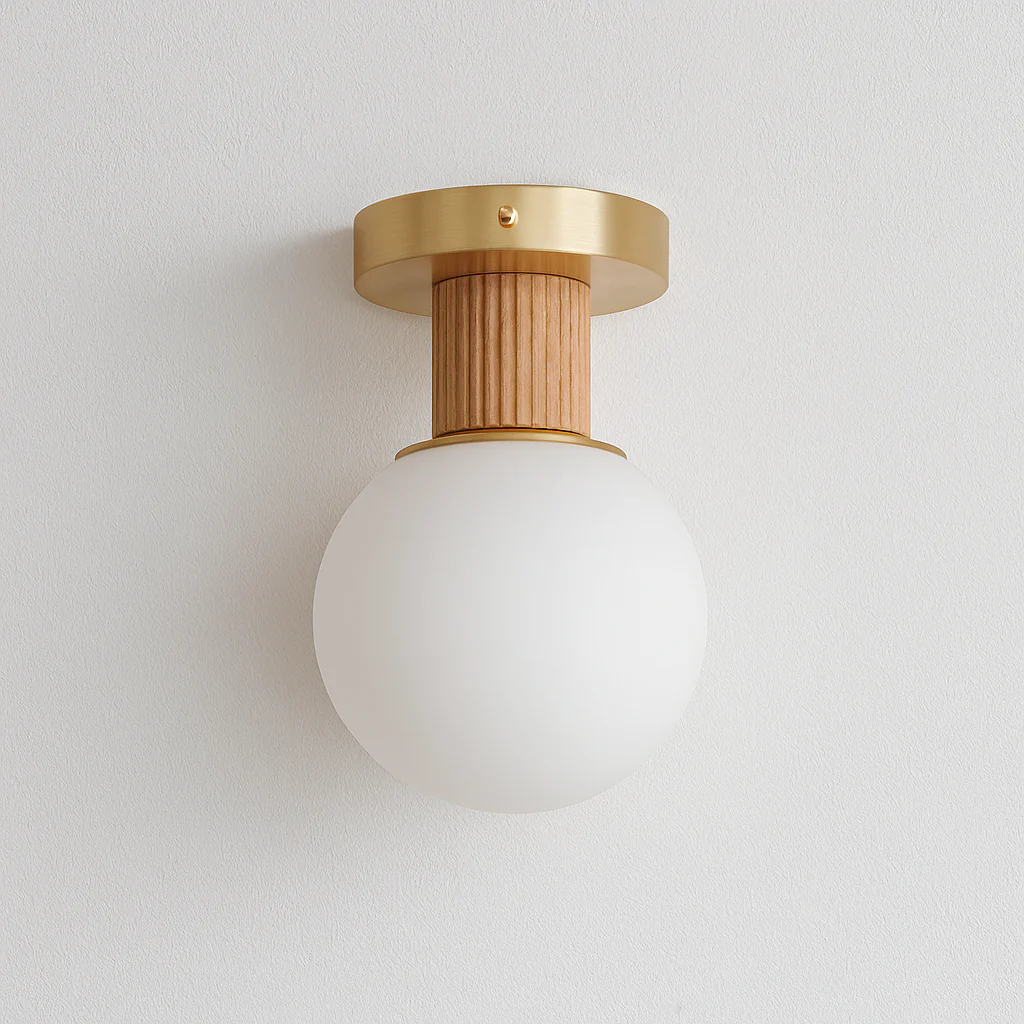 Luminária Arandela Moderna Minimalista Madeira Metal Globo Vizzan - Image 2