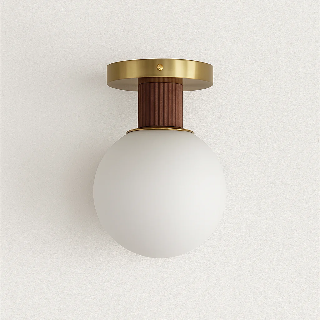 Luminária Arandela Moderna Minimalista Madeira Metal Globo Vizzan - Image 3