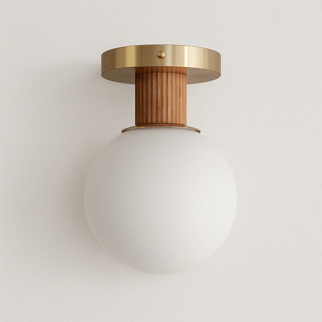 Luminária Arandela Moderna Minimalista Madeira Metal Globo Vizzan - Image 4