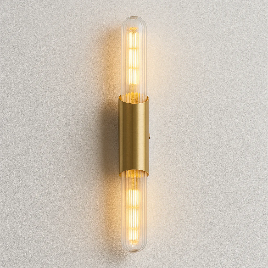 Luminária Arandela Moderna Minimalista Vidro Metal Linear Dourado Kienda