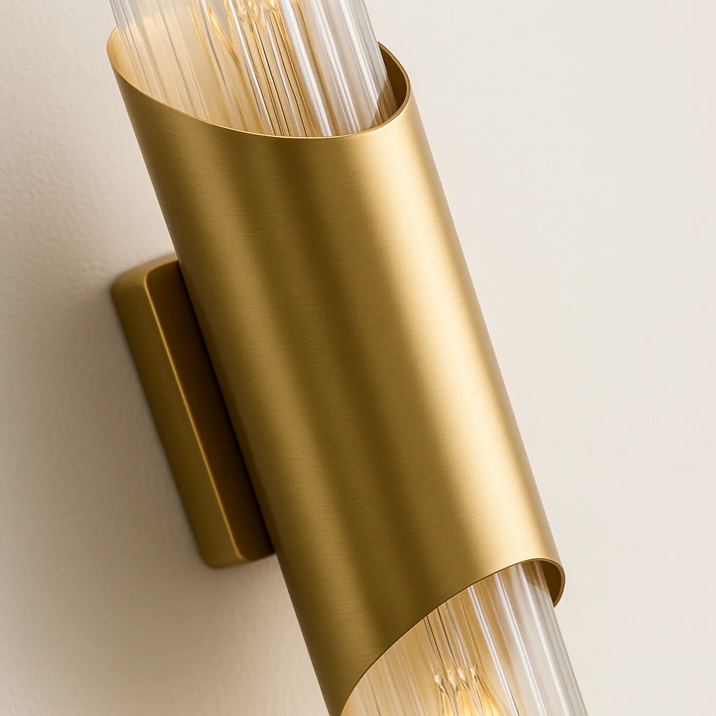 Luminária Arandela Moderna Minimalista Vidro Metal Linear Dourado Kienda - Image 2