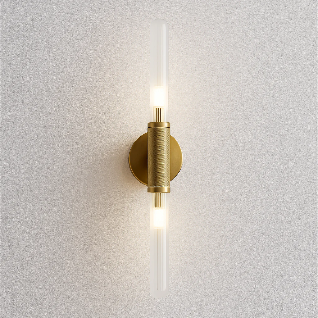 Luminária Arandela Moderna Minimalista Vidro Metal Linear Dourado Sarcome