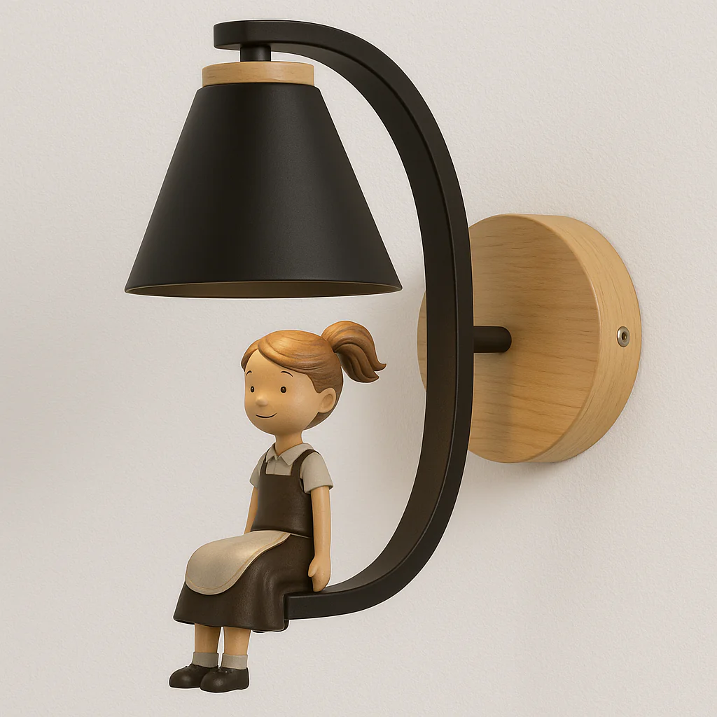 Luminária Arandela Infantil Retrô Vintage Madeira Metal Delight