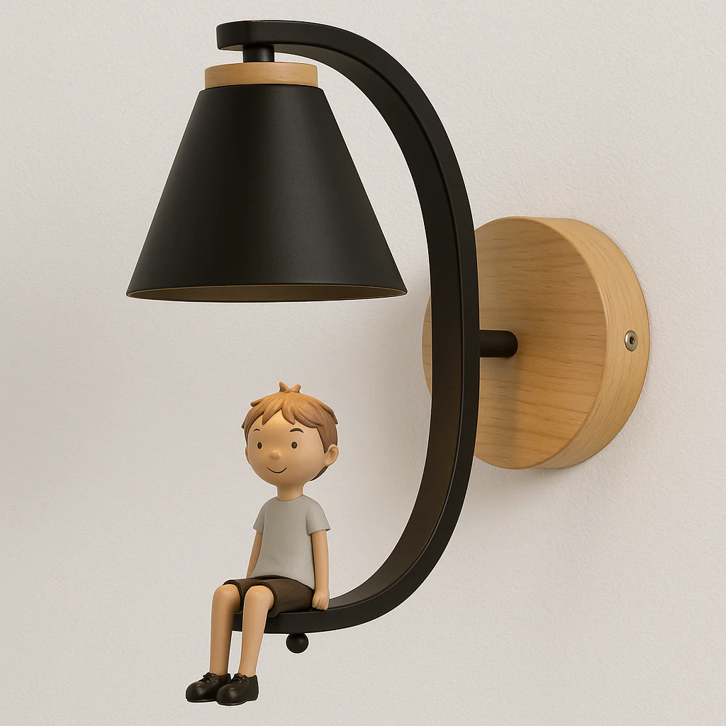 Luminária Arandela Infantil Retrô Vintage Madeira Metal Delight - Image 2