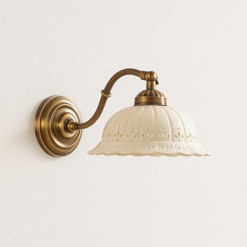 Luminária Arandela Clássica Retrô Vintage Cerâmica Metal Motru