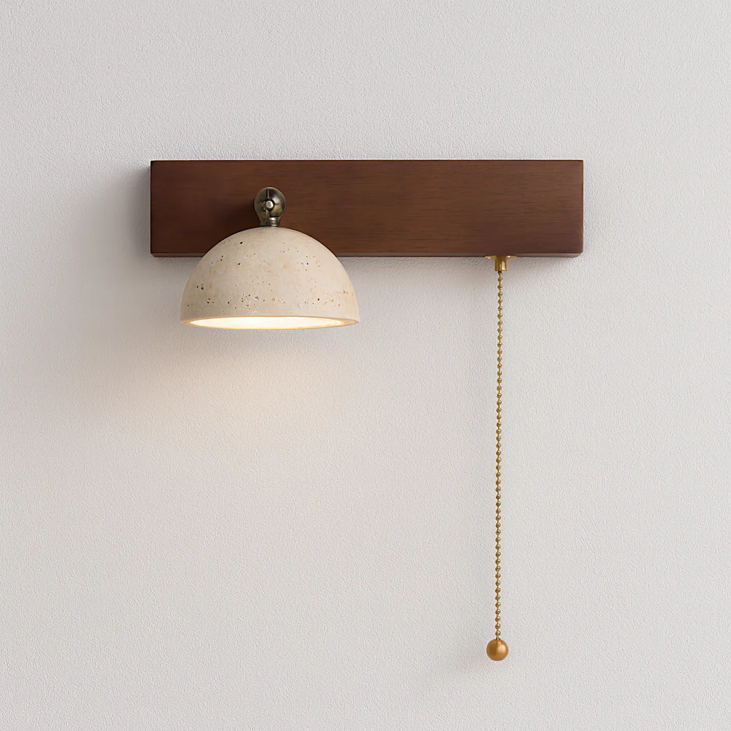 Luminária Arandela Moderna Minimalista Madeira Nogueira Metal Bante