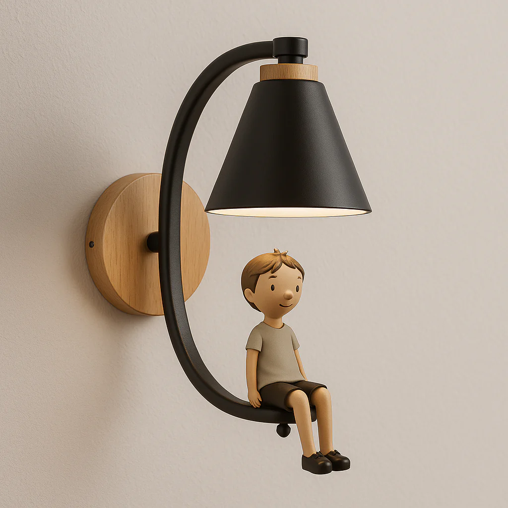 Luminária Arandela Infantil Minimalista Madeira Metal Parma - Image 3