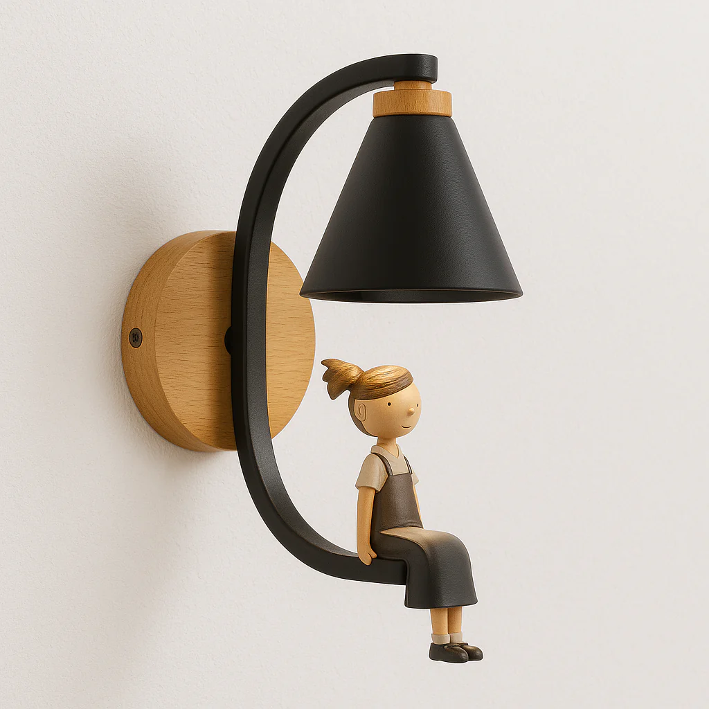Luminária Arandela Infantil Minimalista Madeira Metal Parma - Image 4