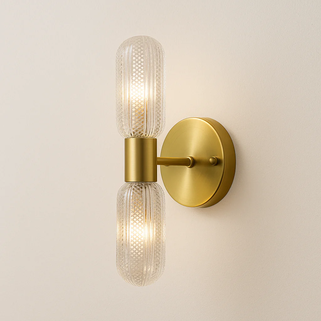 Luminária Arandela Moderna Minimalista Vidro Metal Dourado Janus