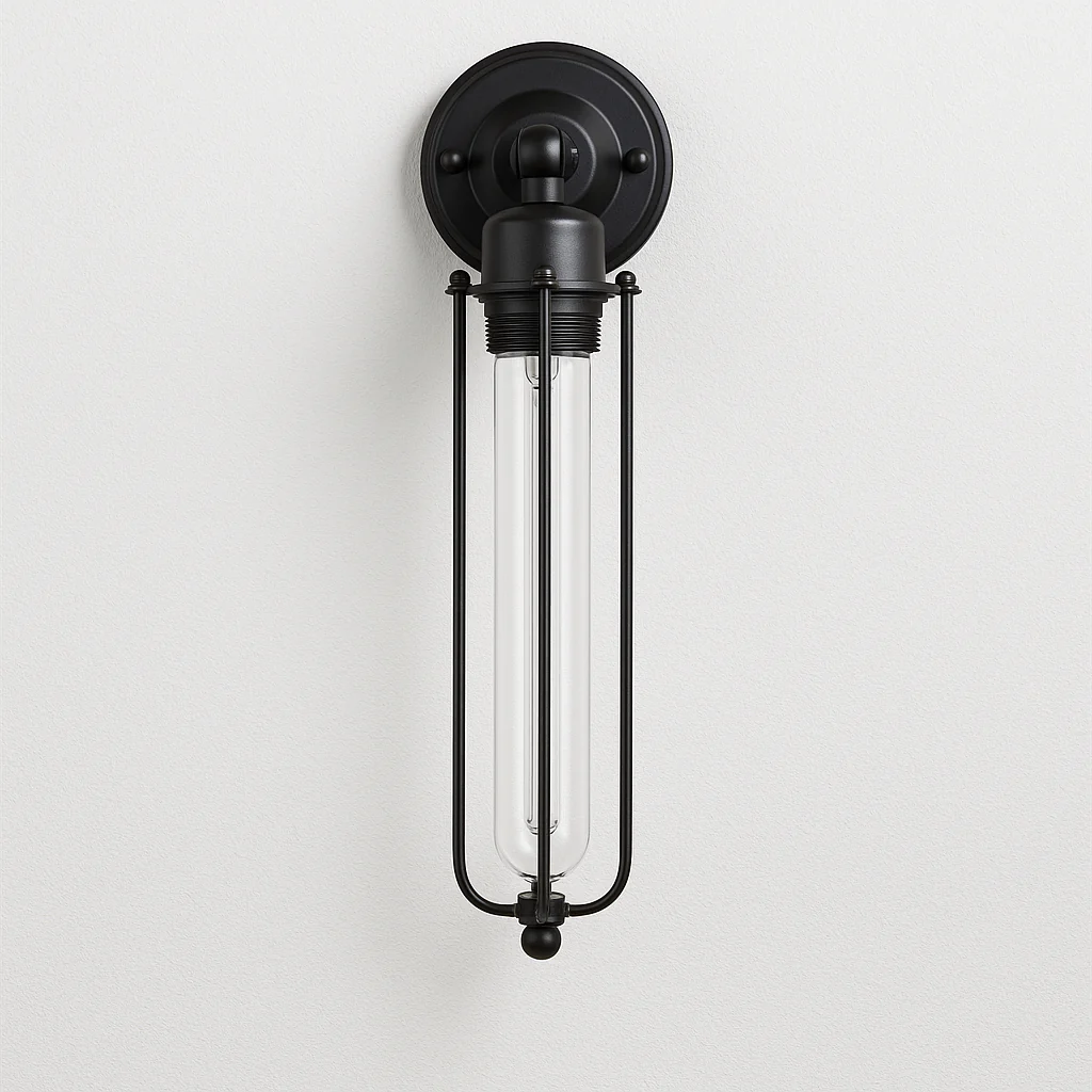 Luminária Arandela Industrial Retrô Vintage Vidro Metal Linear Preto Cump - Image 3