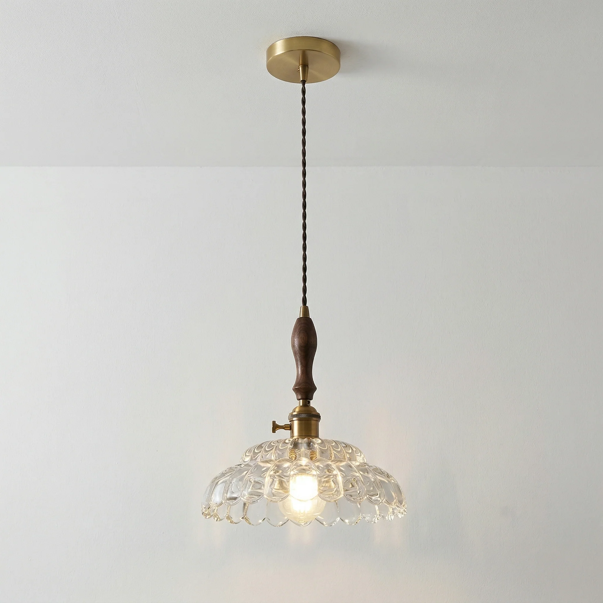 Luminária Pendente Clássico Retrô Vintage Vidro Madeira Deinze - Image 5