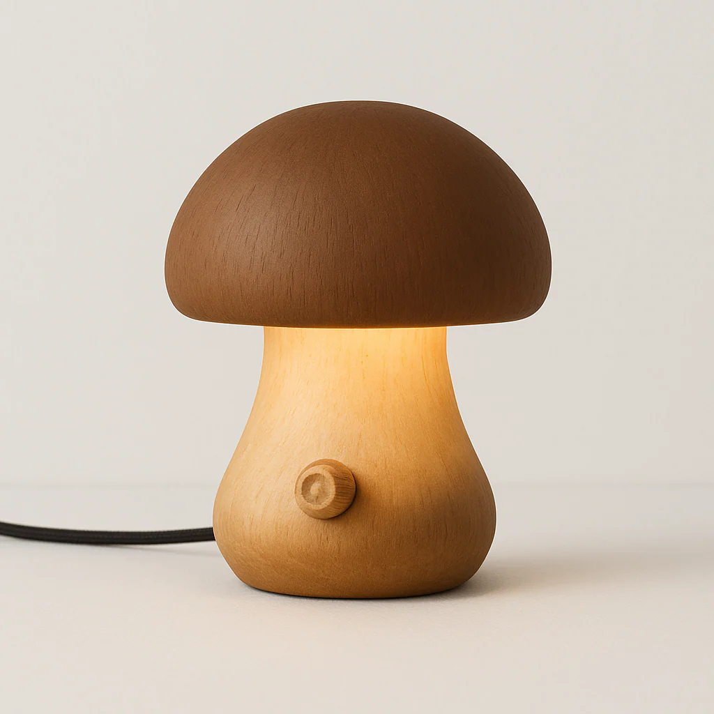 Luminária de Mesa Abajur Moderno Minimalista Madeira Nogueira Marrom LED Dotti - Image 4