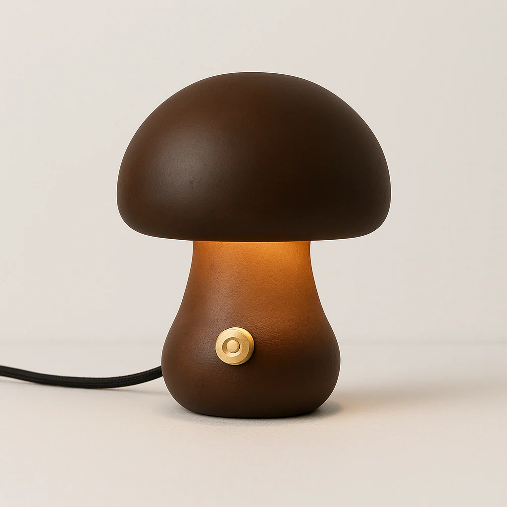 Luminária de Mesa Abajur Moderno Minimalista Madeira Nogueira Marrom LED Dotti - Image 5
