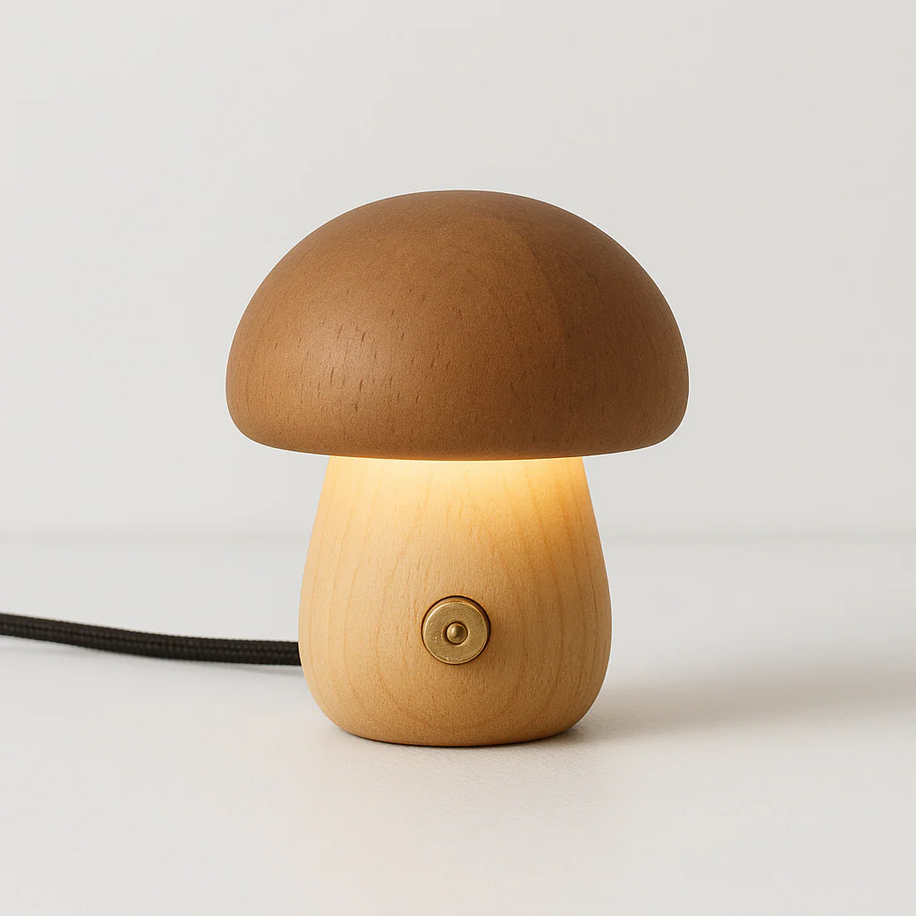 Luminária de Mesa Abajur Moderno Minimalista Madeira Nogueira Marrom LED Dotti - Image 6