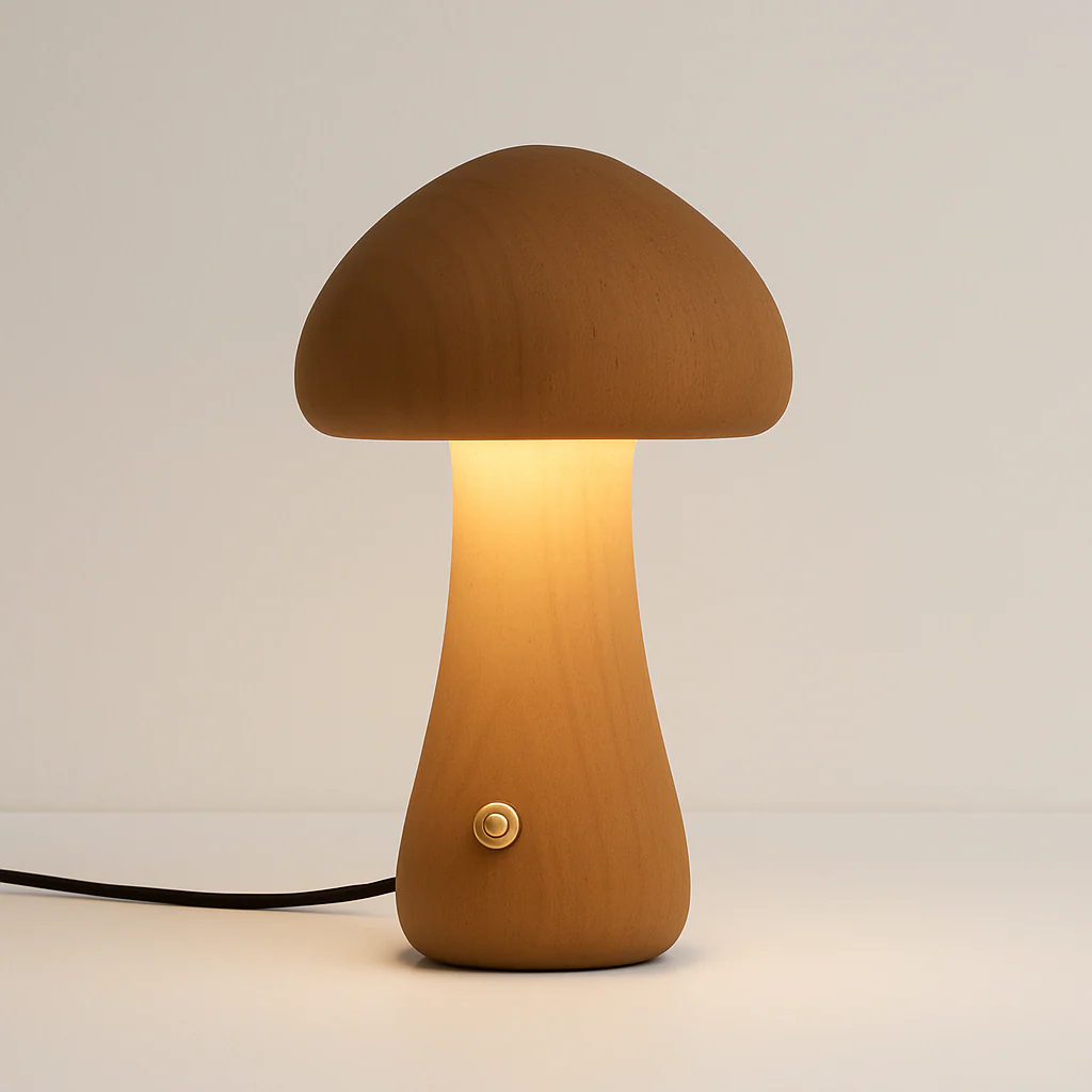 Luminária de Mesa Abajur Moderno Minimalista Madeira Nogueira Marrom LED Dotti - Image 8