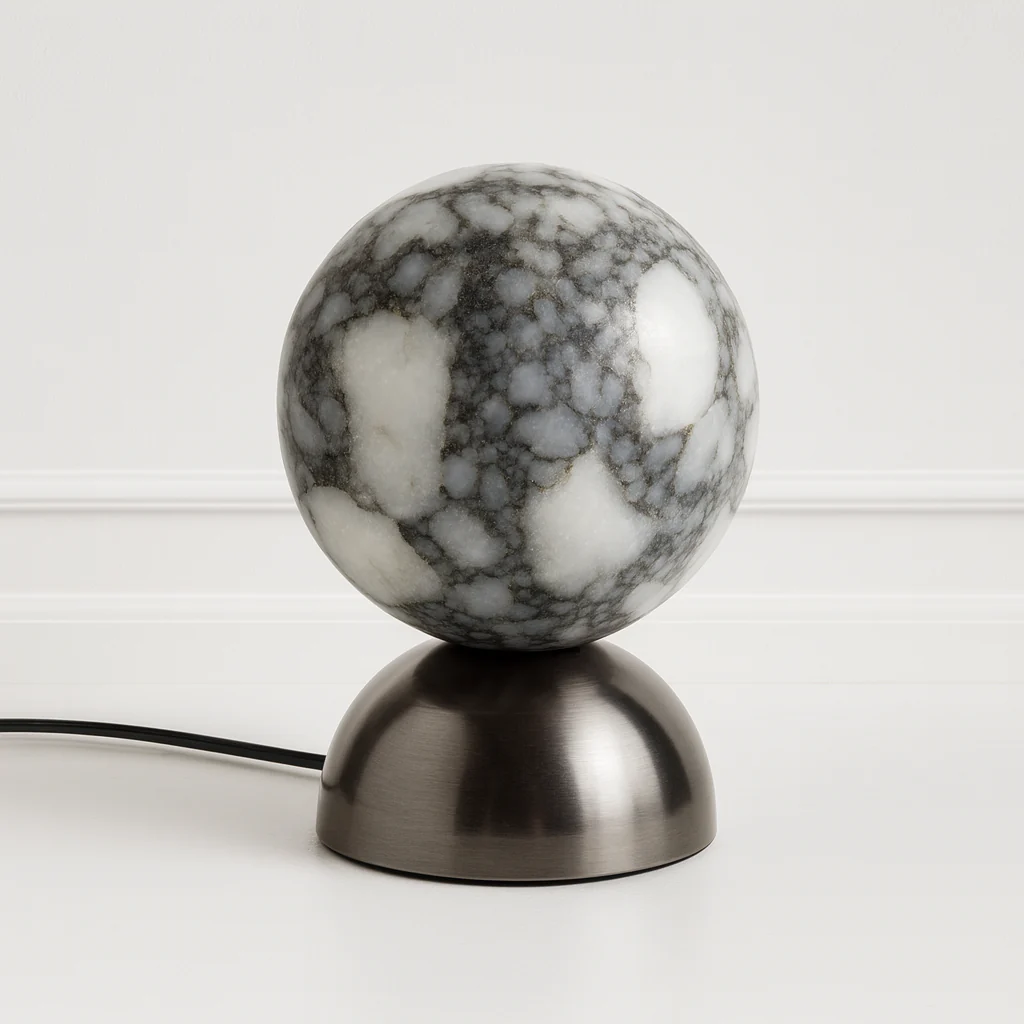 Luminária de Mesa Abajur Moderno Minimalista Mármore Metal Globo Taheva