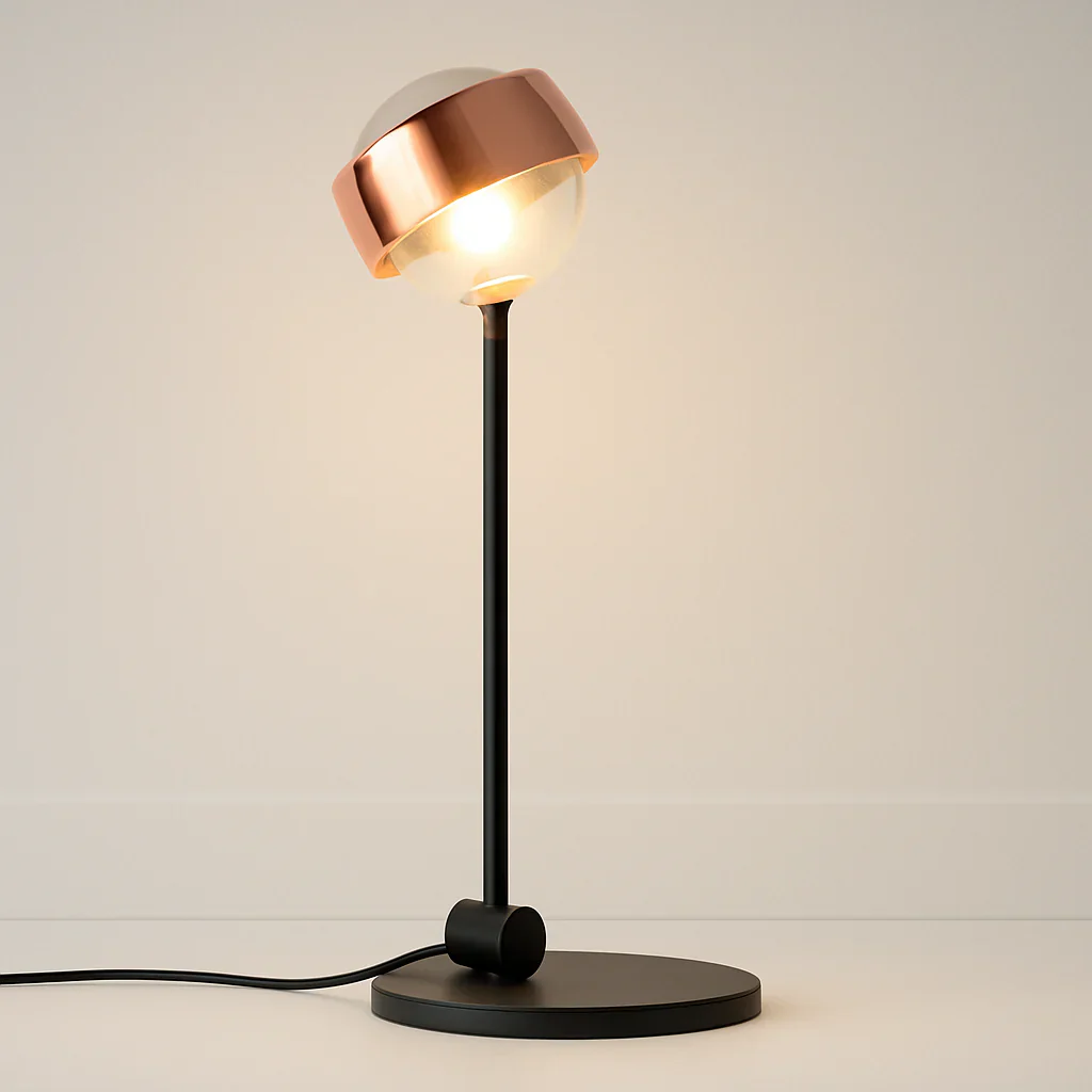 Luminária de Mesa Abajur Direcionável Moderno Minimalista Vidro Metal Globo Holp - Image 6