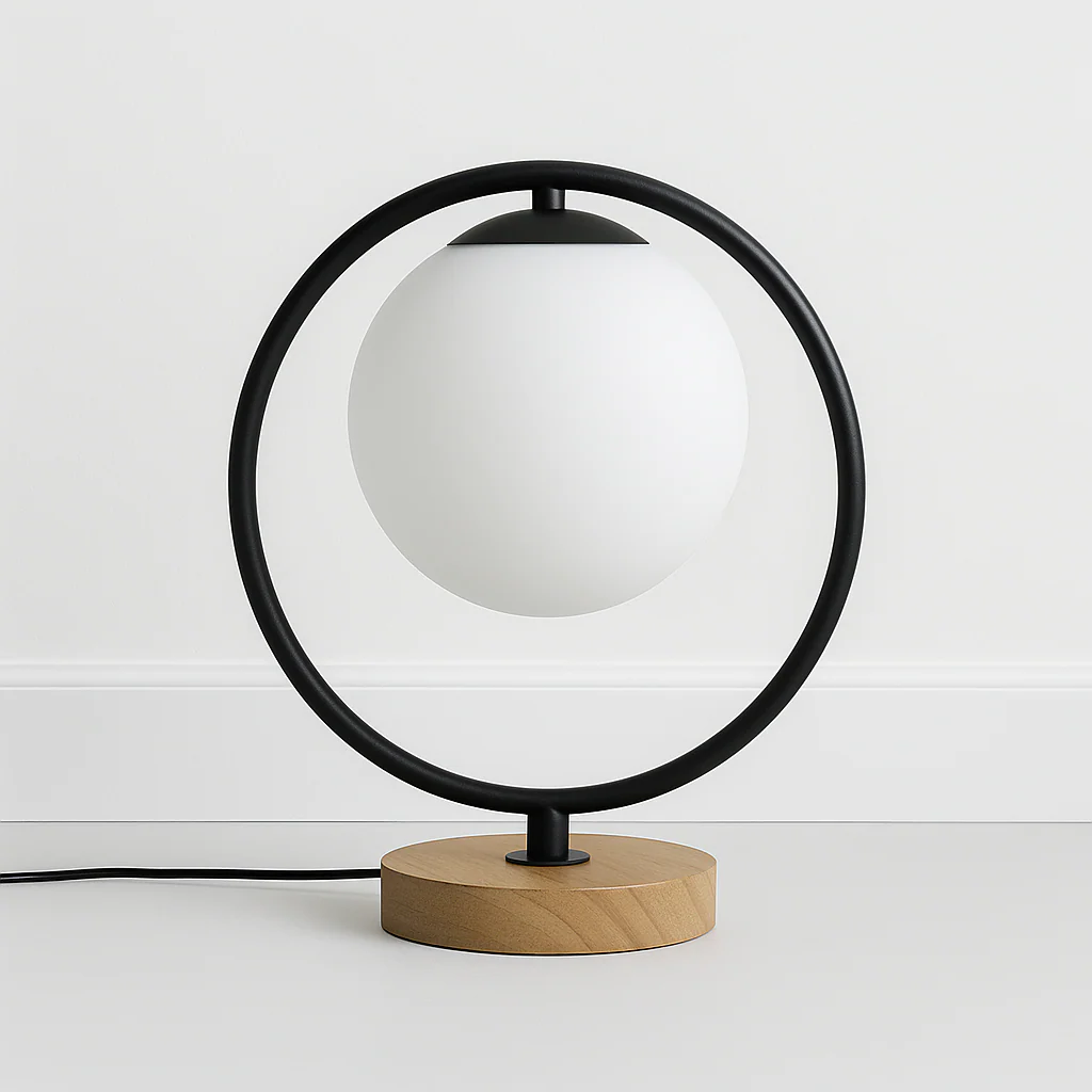 Luminária de Mesa Abajur Moderno Minimalista Vidro Metal Globo Moonlight - Image 4