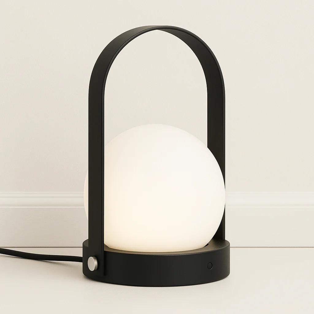 Luminária de Mesa Abajur Recarregável Moderno Minimalista Vidro Metal Globo LED Solix - Image 2