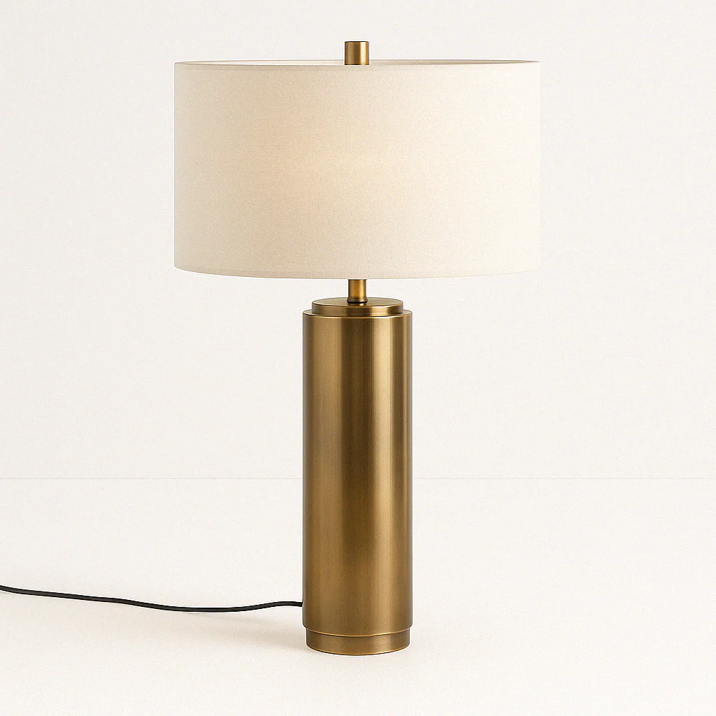 Luminária de Mesa Abajur Moderno Minimalista Tecido Metal Ciliato