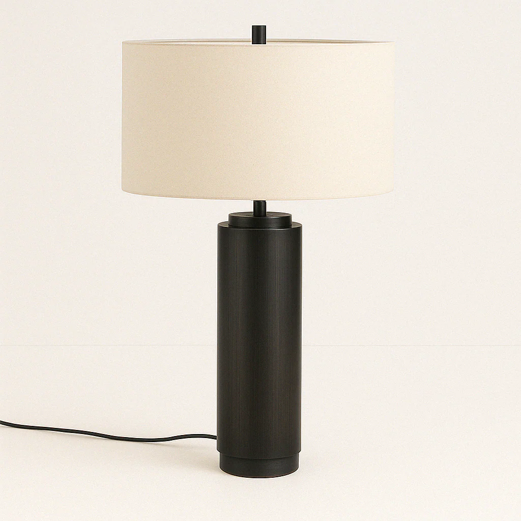 Luminária de Mesa Abajur Moderno Minimalista Tecido Metal Ciliato - Image 2