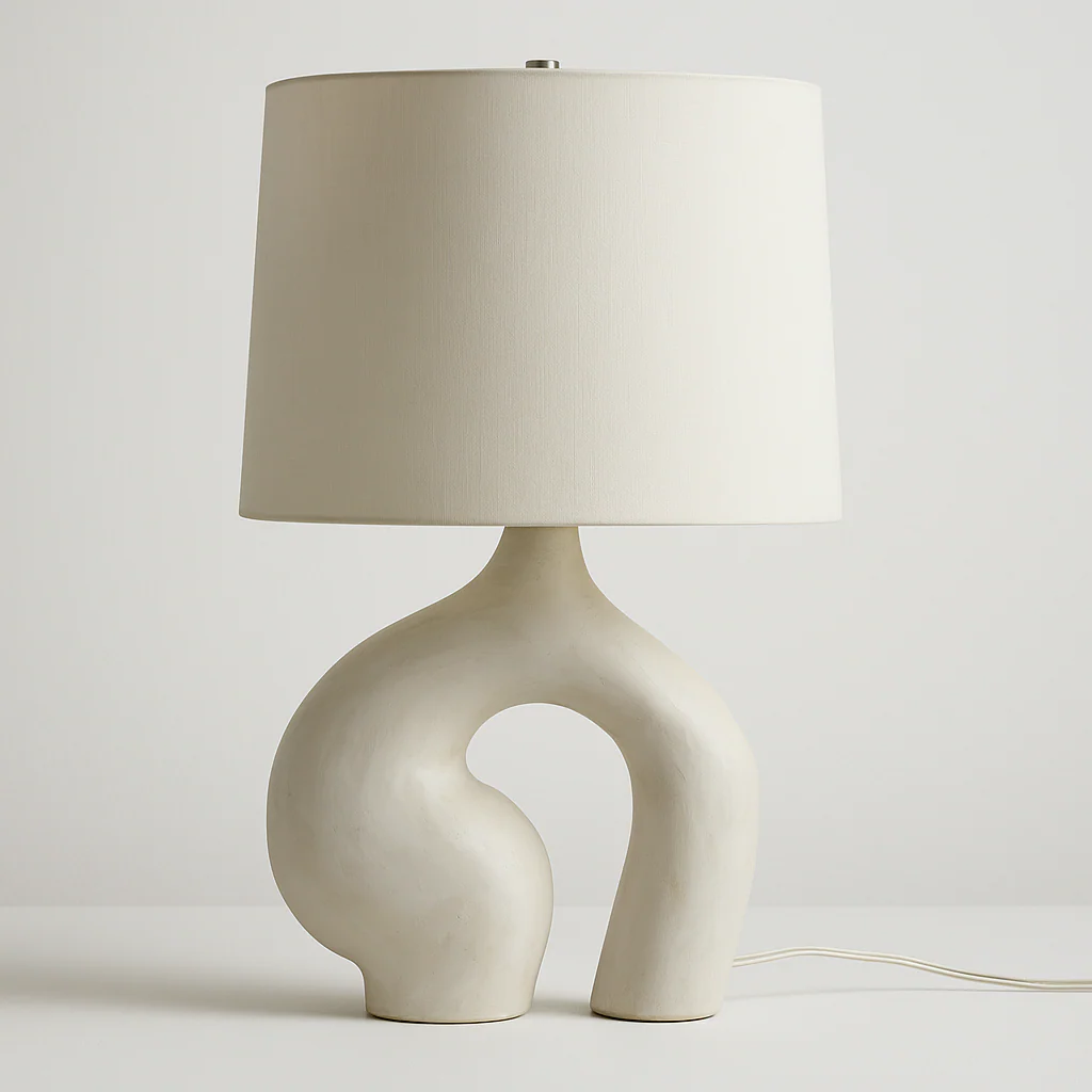 Luminária de Mesa Abajur Moderno Minimalista Tecido Off-white Havel - Image 2