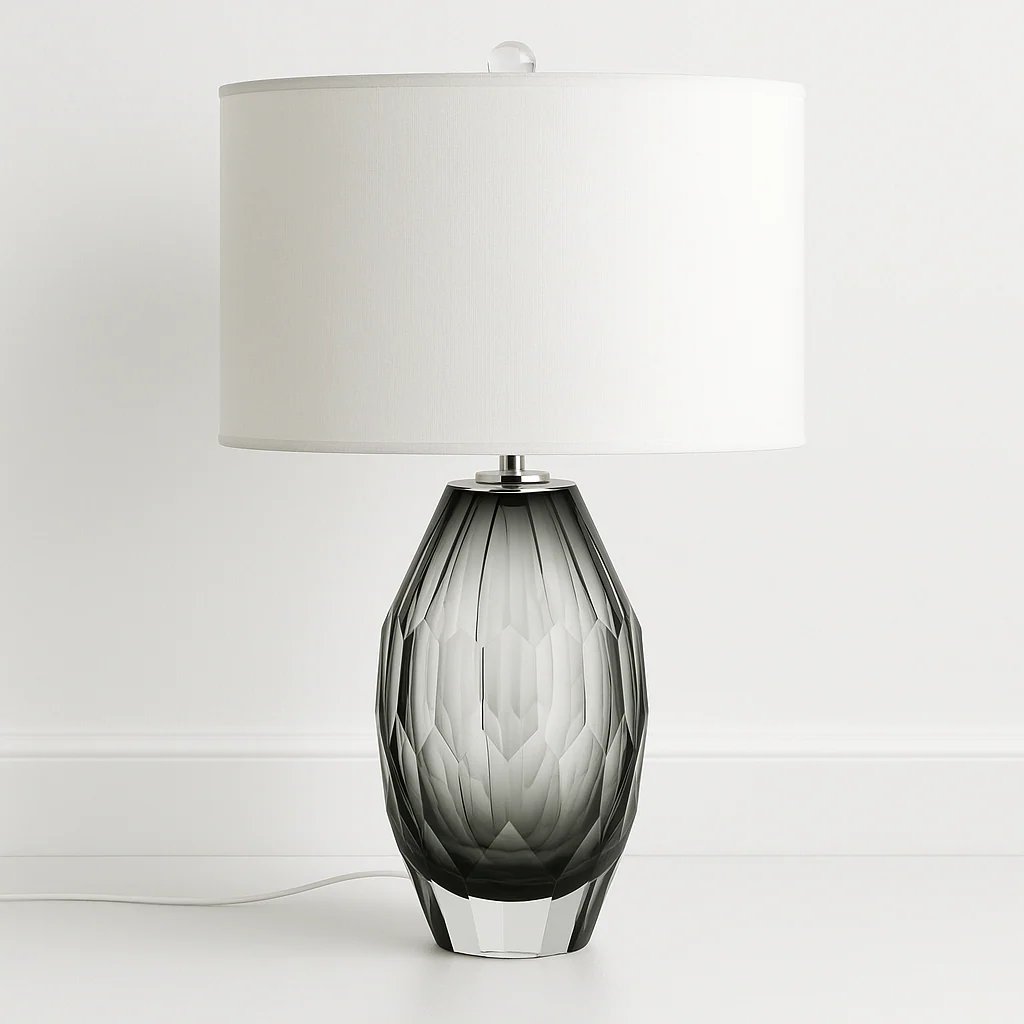 Luminária de Mesa Abajur Moderno Minimalista Vidro Tecido Azro