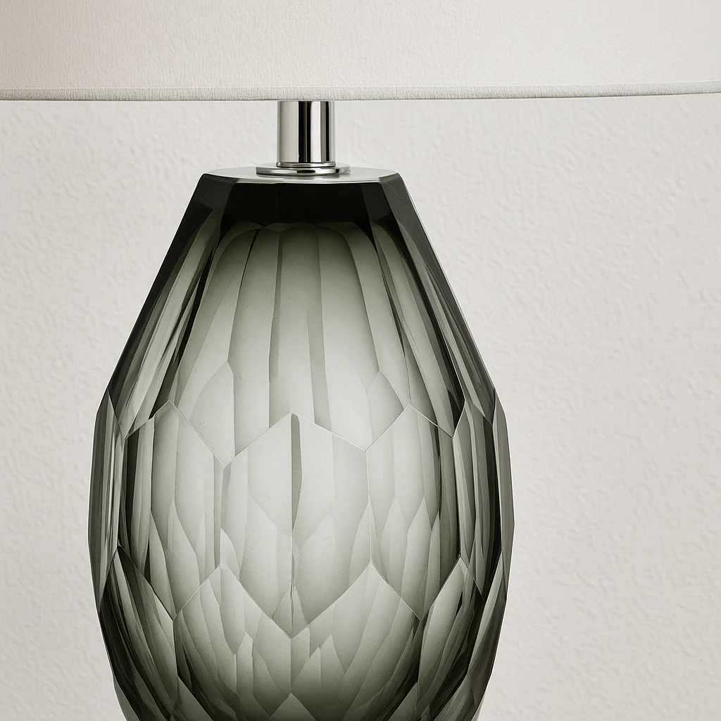 Luminária de Mesa Abajur Moderno Minimalista Vidro Tecido Azro - Image 3