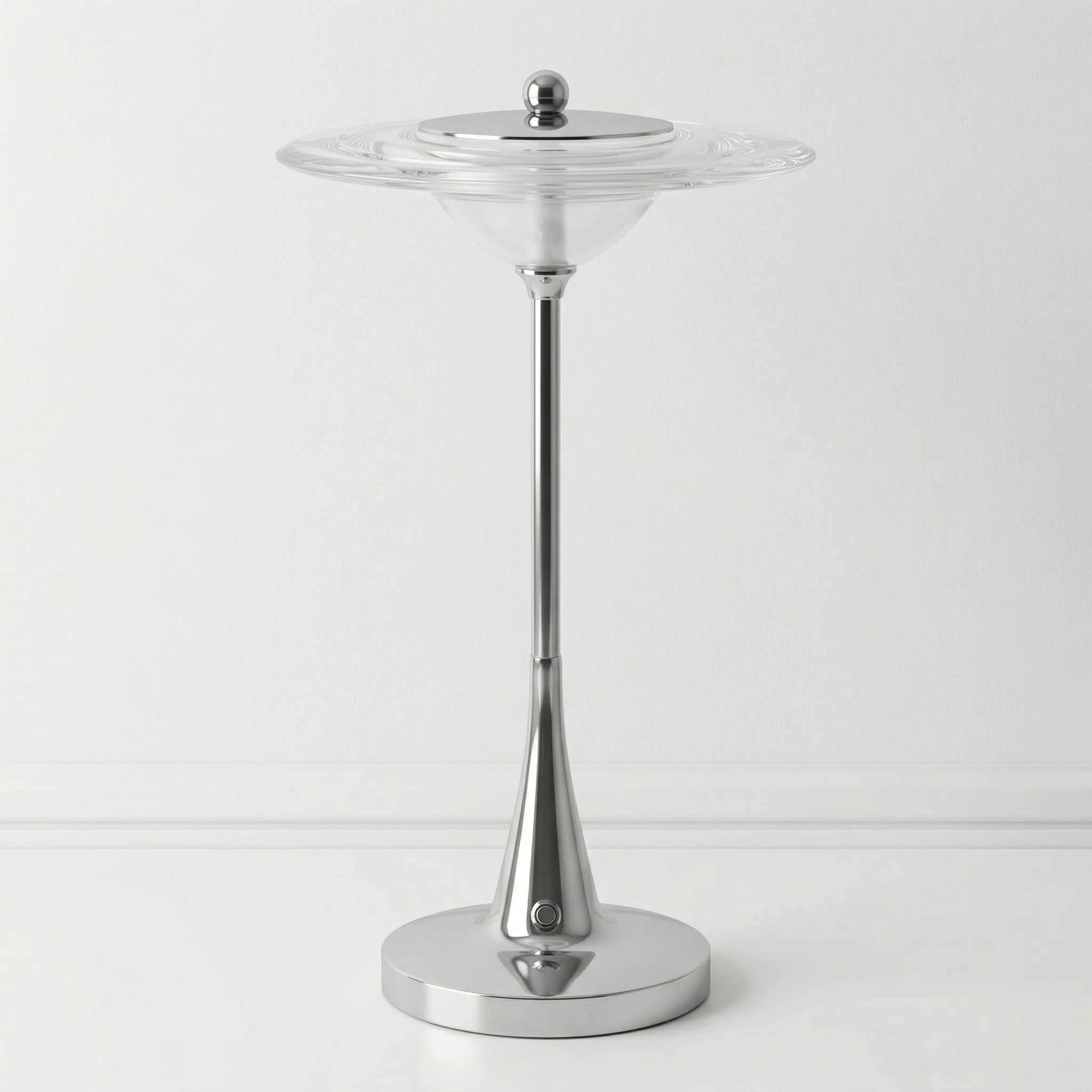 Luminária de Mesa Abajur Moderno Retrô Vintage Metal Prata LED Cremona