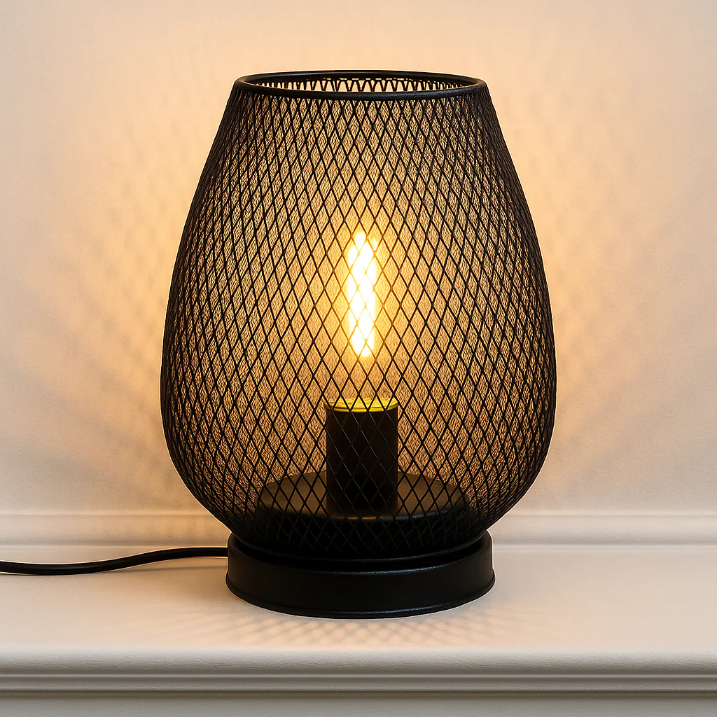Luminária de Mesa Abajur Industrial Moderno Minimalista Metal Aramado Jiby