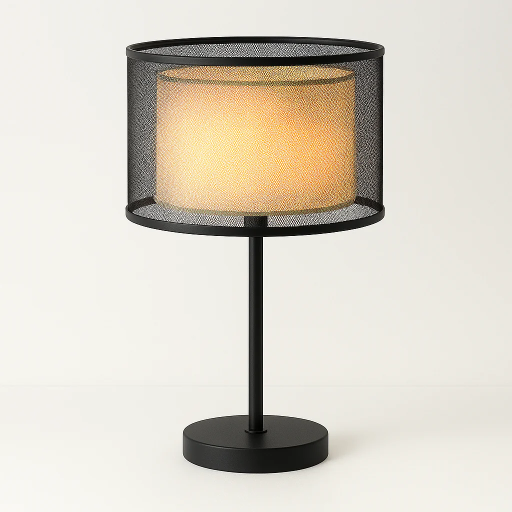 Luminária de Mesa Abajur Industrial Moderno Minimalista Tecido Metal Abroad