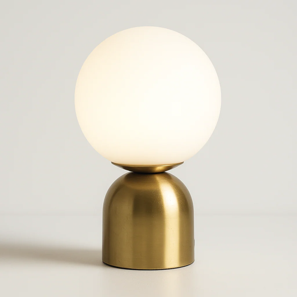 Luminária de Mesa Abajur Moderno Minimalista Vidro Metal Globo Camo