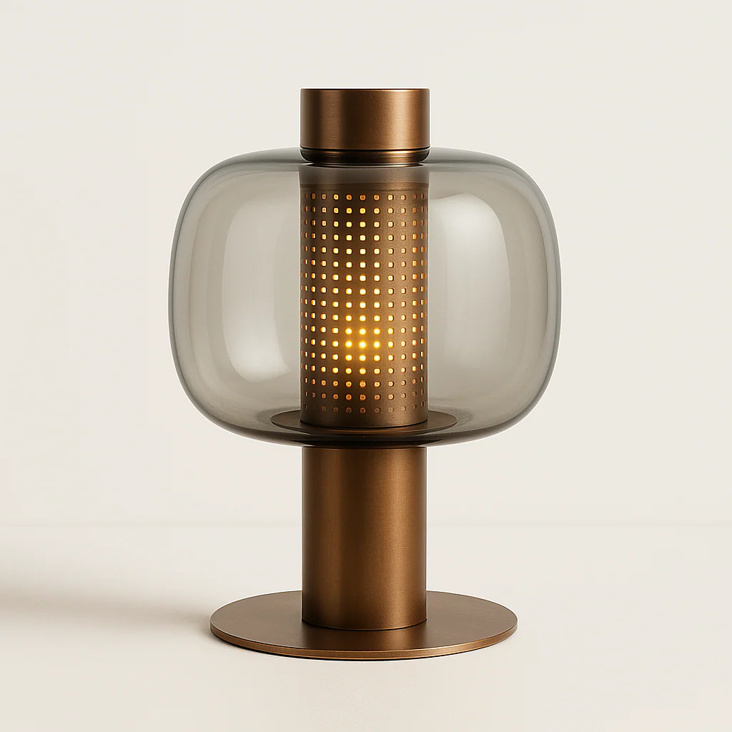 Luminária de Mesa Abajur Moderno Minimalista Vidro Metal Aura